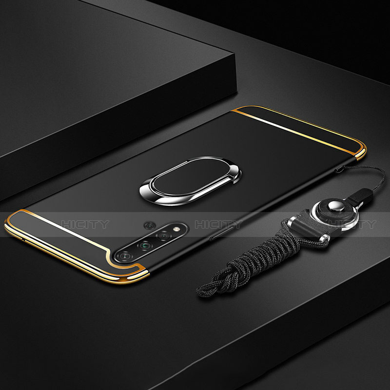 Coque Bumper Luxe Metal et Plastique Etui Housse avec Support Bague Anneau T01 pour Huawei Nova 5 Plus