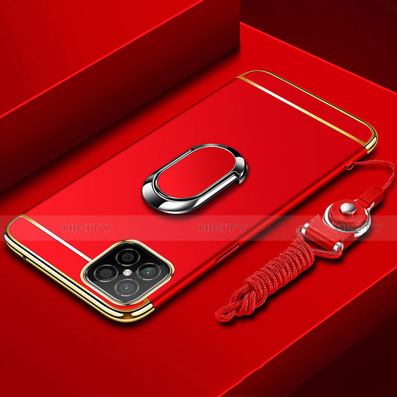 Coque Bumper Luxe Metal et Plastique Etui Housse avec Support Bague Anneau T01 pour Huawei Nova 8 SE 5G Rouge Plus