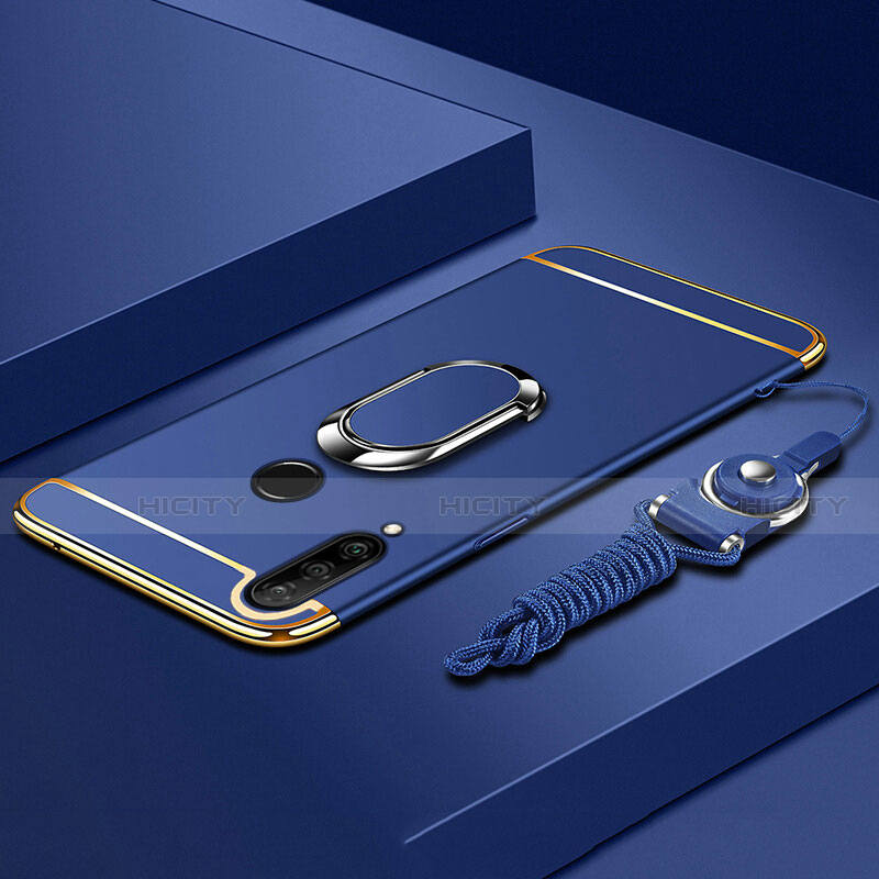 Coque Bumper Luxe Metal et Plastique Etui Housse avec Support Bague Anneau T01 pour Huawei P30 Lite Bleu Plus