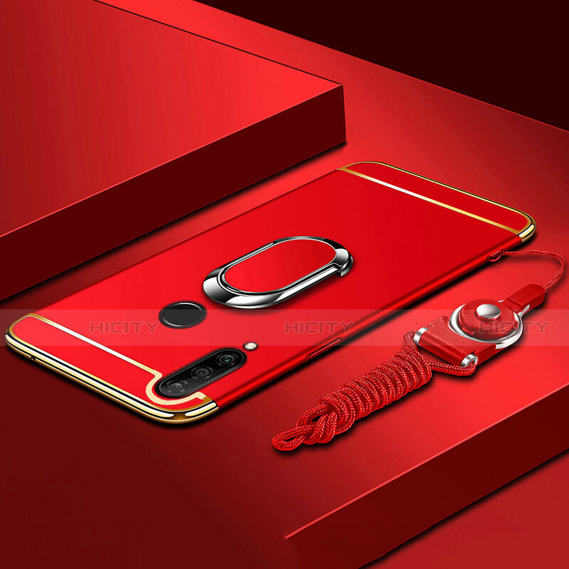 Coque Bumper Luxe Metal et Plastique Etui Housse avec Support Bague Anneau T01 pour Huawei P30 Lite Rouge Plus