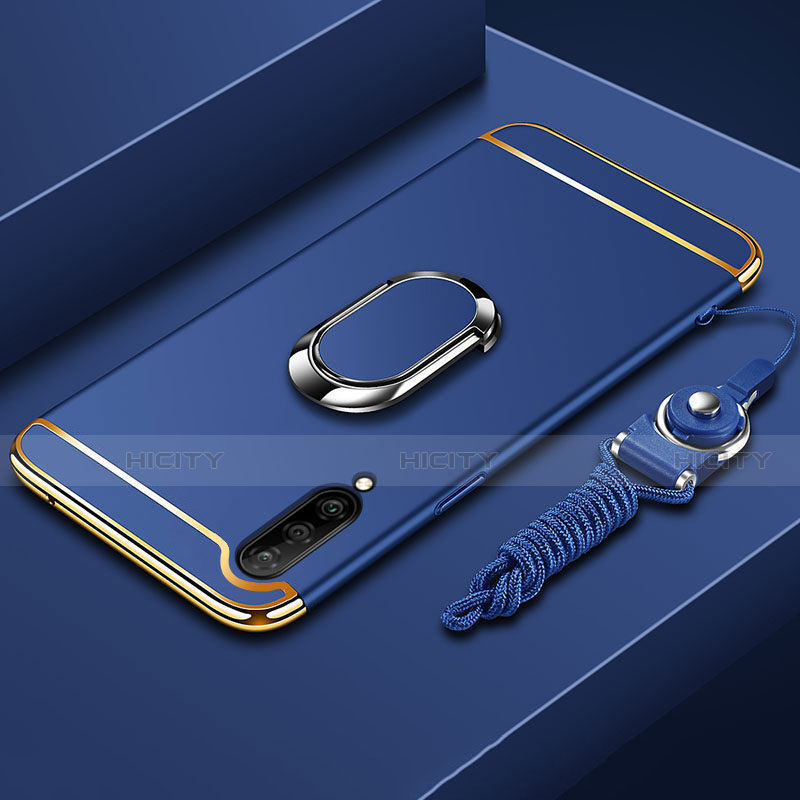 Coque Bumper Luxe Metal et Plastique Etui Housse avec Support Bague Anneau T01 pour Xiaomi Mi A3 Bleu Plus