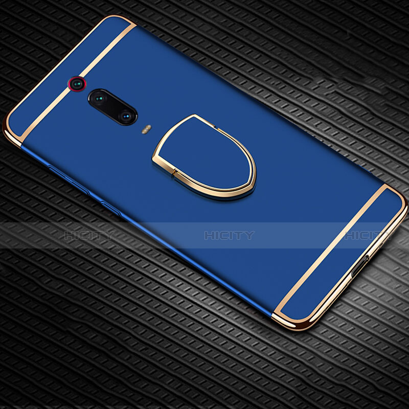Coque Bumper Luxe Metal et Plastique Etui Housse avec Support Bague Anneau T01 pour Xiaomi Redmi K20 Bleu Plus