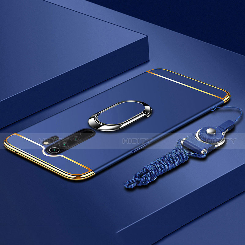 Coque Bumper Luxe Metal et Plastique Etui Housse avec Support Bague Anneau T01 pour Xiaomi Redmi Note 8 Pro Bleu Plus