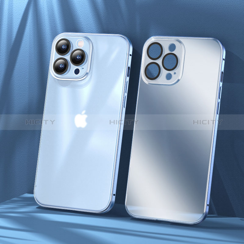 Coque Bumper Luxe Metal et Plastique Etui Housse LF1 pour Apple iPhone 13 Pro Bleu Plus