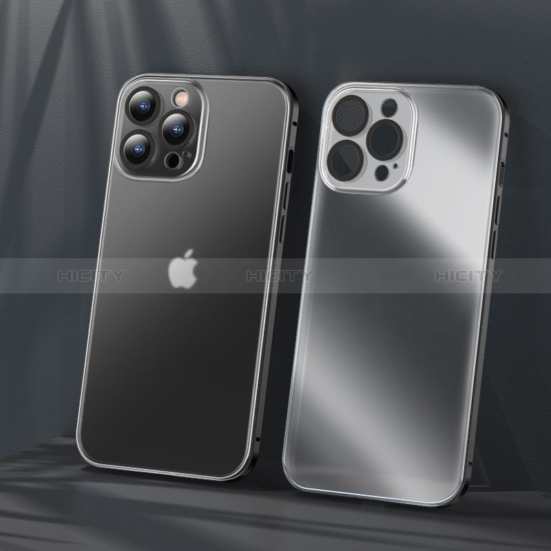 Coque Bumper Luxe Metal et Plastique Etui Housse LF1 pour Apple iPhone 13 Pro Noir Plus
