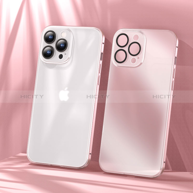 Coque Bumper Luxe Metal et Plastique Etui Housse LF1 pour Apple iPhone 14 Pro Max Or Rose Plus