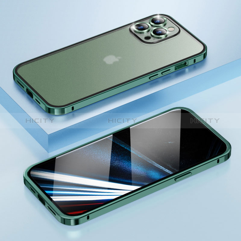 Coque Bumper Luxe Metal et Plastique Etui Housse LF4 pour Apple iPhone 15 Pro Vert Plus