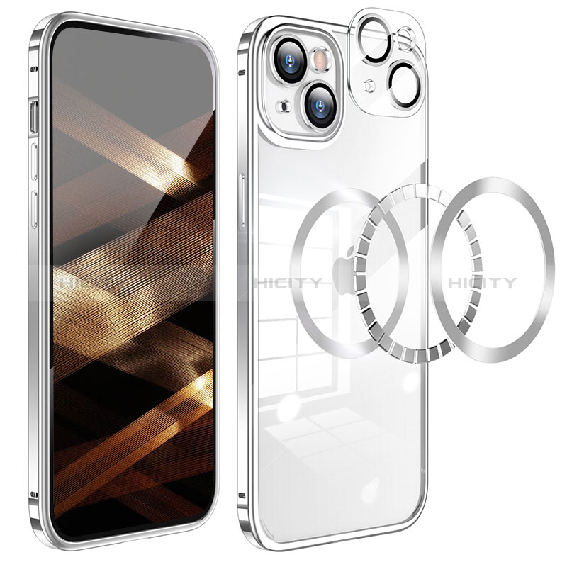 Coque Bumper Luxe Metal et Plastique Etui Housse LF5 pour Apple iPhone 15 Plus Argent Plus