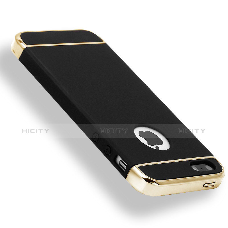 Coque Bumper Luxe Metal et Plastique Etui Housse M01 pour Apple iPhone 5S Noir Plus