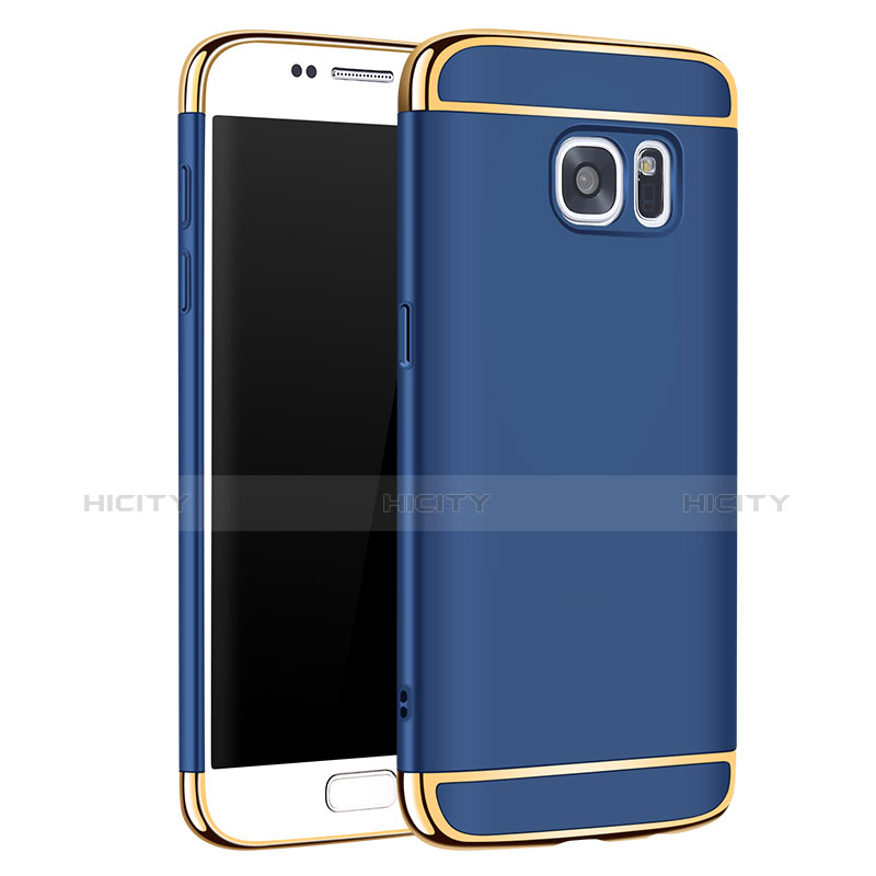 Coque Bumper Luxe Metal et Plastique Etui Housse M01 pour Samsung Galaxy S7 G930F G930FD Bleu Plus