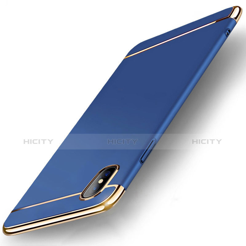 Coque Bumper Luxe Metal et Plastique Etui Housse M05 pour Apple iPhone X Bleu Plus