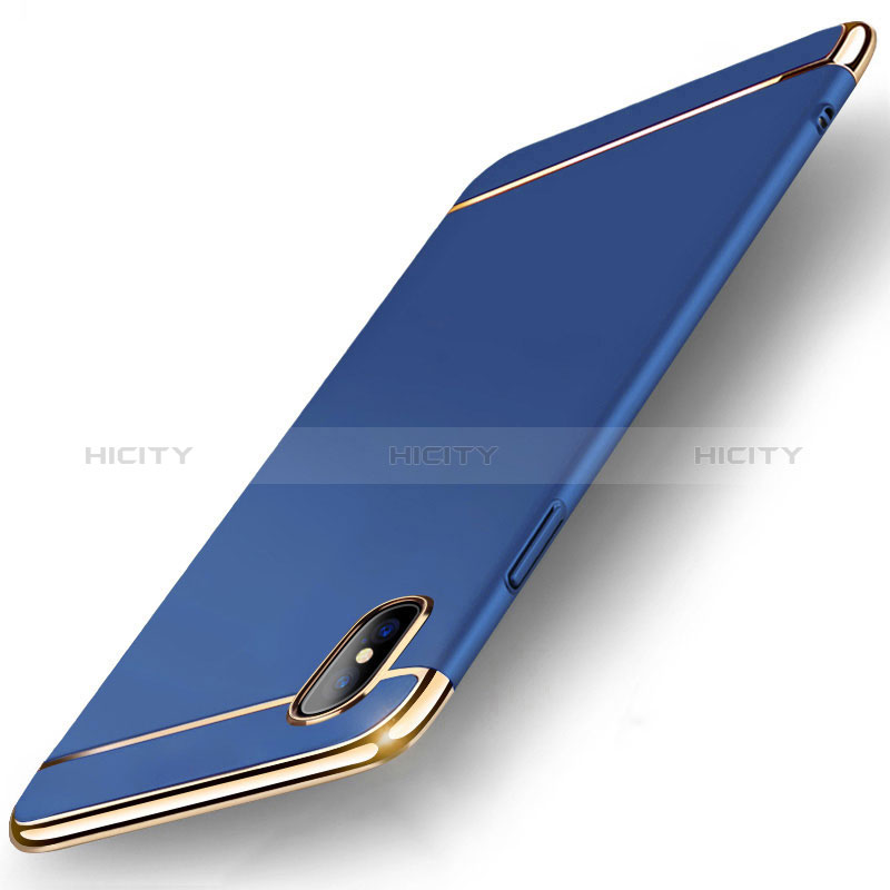Coque Bumper Luxe Metal et Plastique Etui Housse M05 pour Apple iPhone Xs Max Bleu Plus
