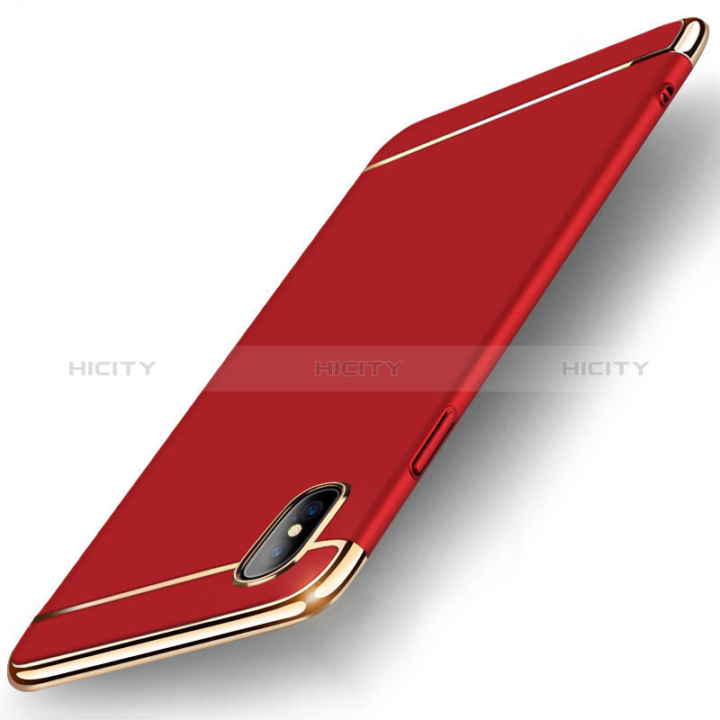 Coque Bumper Luxe Metal et Plastique Etui Housse M05 pour Apple iPhone Xs Max Rouge Plus