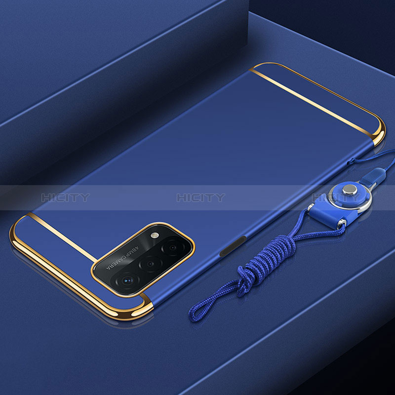 Coque Bumper Luxe Metal et Plastique Etui Housse P01 pour Oppo A74 5G Bleu Plus
