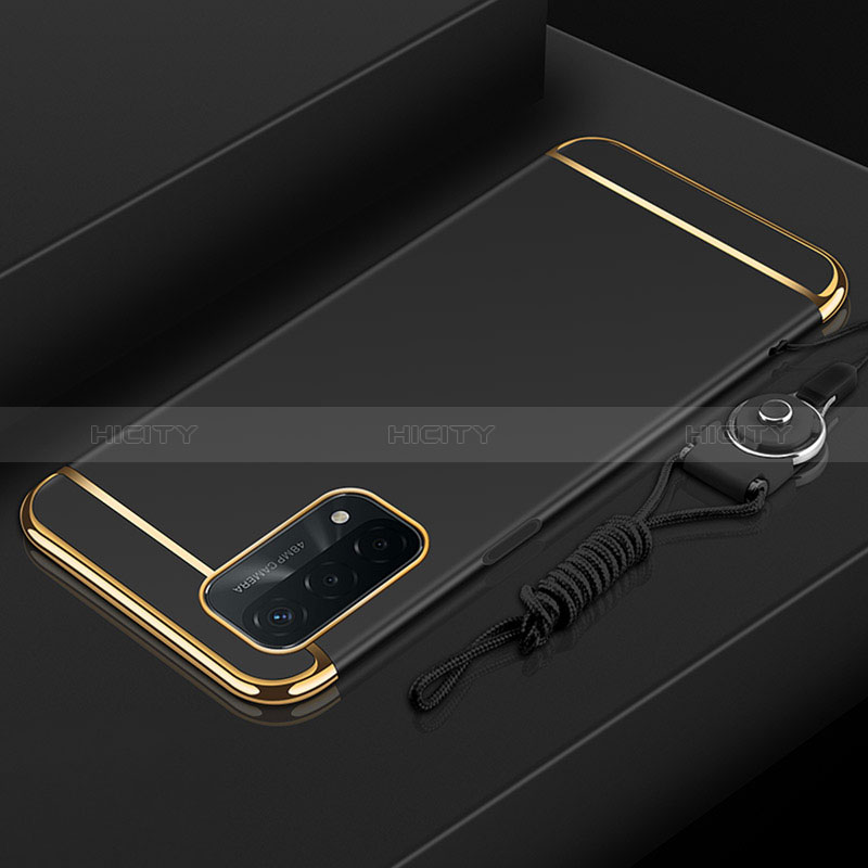 Coque Bumper Luxe Metal et Plastique Etui Housse P01 pour Oppo A74 5G Noir Plus