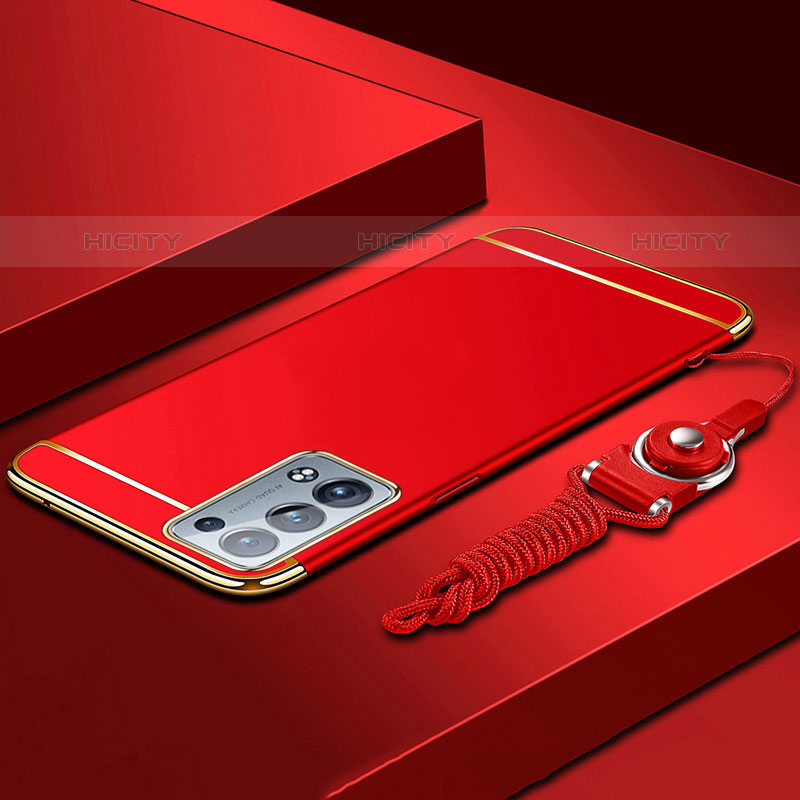 Coque Bumper Luxe Metal et Plastique Etui Housse pour Oppo Reno6 Pro+ Plus 5G Rouge Plus