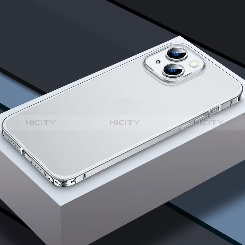 Coque Bumper Luxe Metal et Plastique Etui Housse QC3 pour Apple iPhone 14 Plus Argent Plus