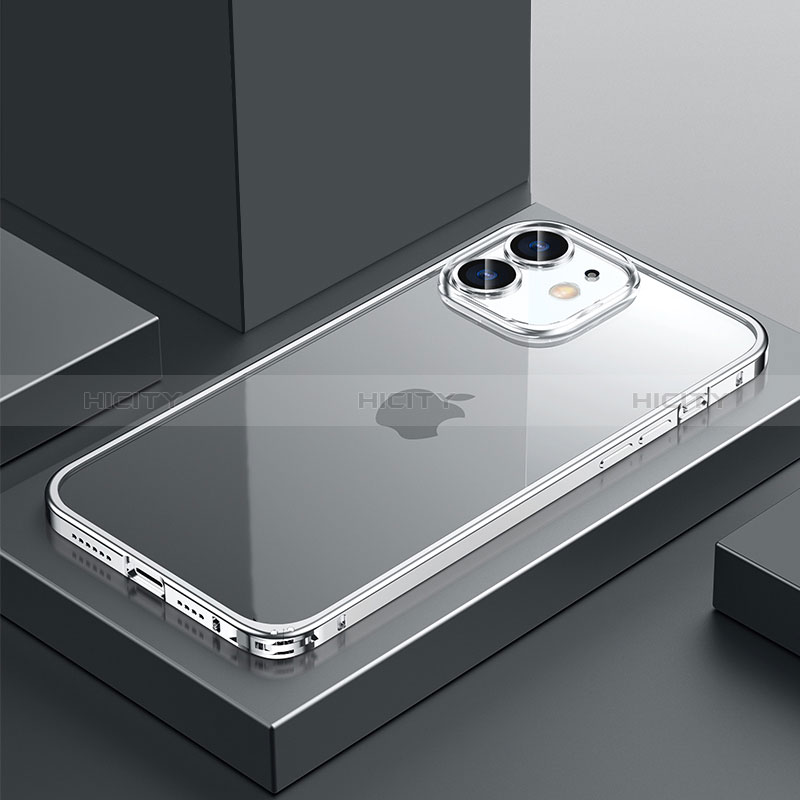 Coque Bumper Luxe Metal et Plastique Etui Housse QC4 pour Apple iPhone 12 Argent Plus