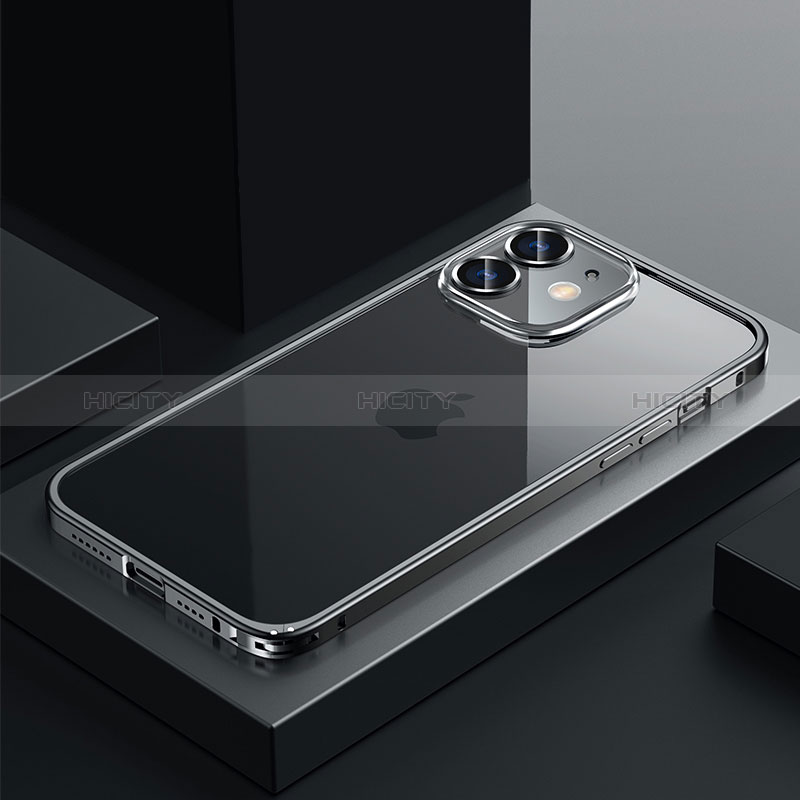 Coque Bumper Luxe Metal et Plastique Etui Housse QC4 pour Apple iPhone 12 Noir Plus