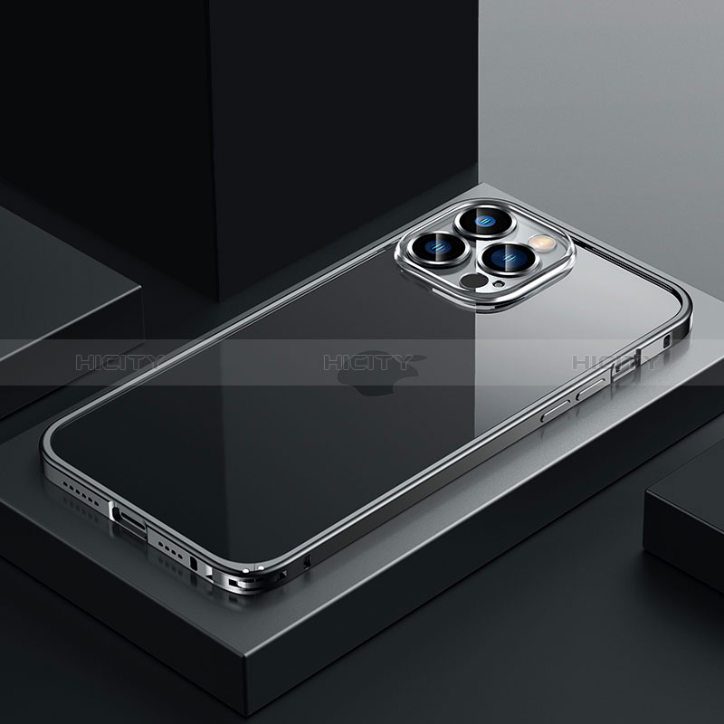 Coque Bumper Luxe Metal et Plastique Etui Housse QC4 pour Apple iPhone 12 Pro Noir Plus