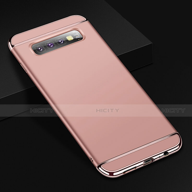 Coque Bumper Luxe Metal et Plastique Etui Housse T01 pour Samsung Galaxy S10 Or Rose Plus
