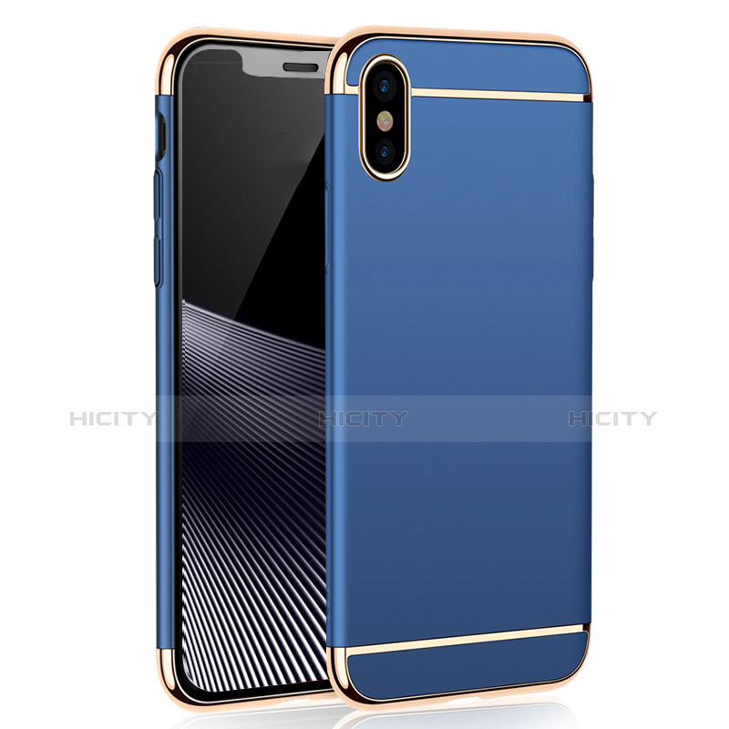 Coque Bumper Luxe Metal et Plastique M01 pour Apple iPhone Xs Max Bleu Plus