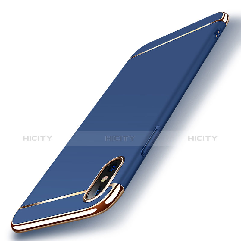 Coque Bumper Luxe Metal et Plastique M01 pour Apple iPhone Xs Max Bleu Plus