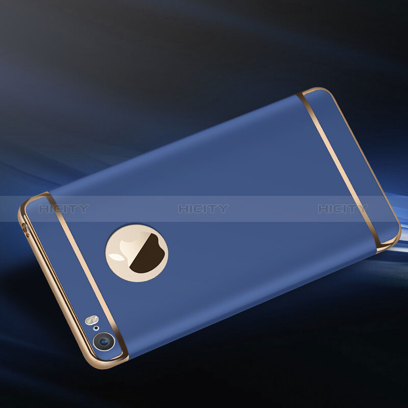Coque Bumper Luxe Metal et Plastique T01 pour Apple iPhone 5 Bleu Plus