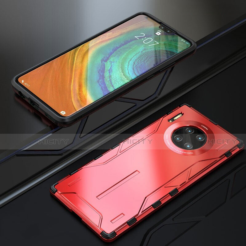 Coque Bumper Luxe Metal et Silicone Etui Housse T01 pour Huawei Mate 30 Pro 5G Rouge Plus