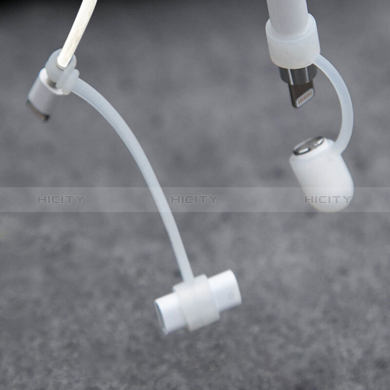Coque Capuchon Holder Silicone Cable Lightning Adaptateur Anti-Perdu pour Apple Pencil Blanc Plus