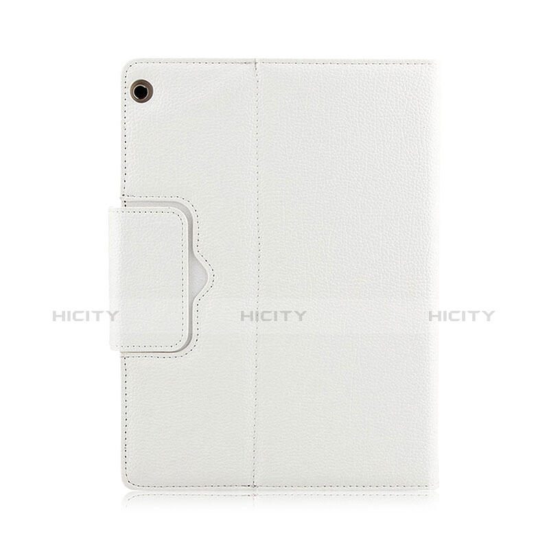 Coque Clapet Portefeuille Livre Cuir avec Clavier L01 pour Huawei MediaPad M3 Lite 10.1 BAH-W09 Blanc Plus