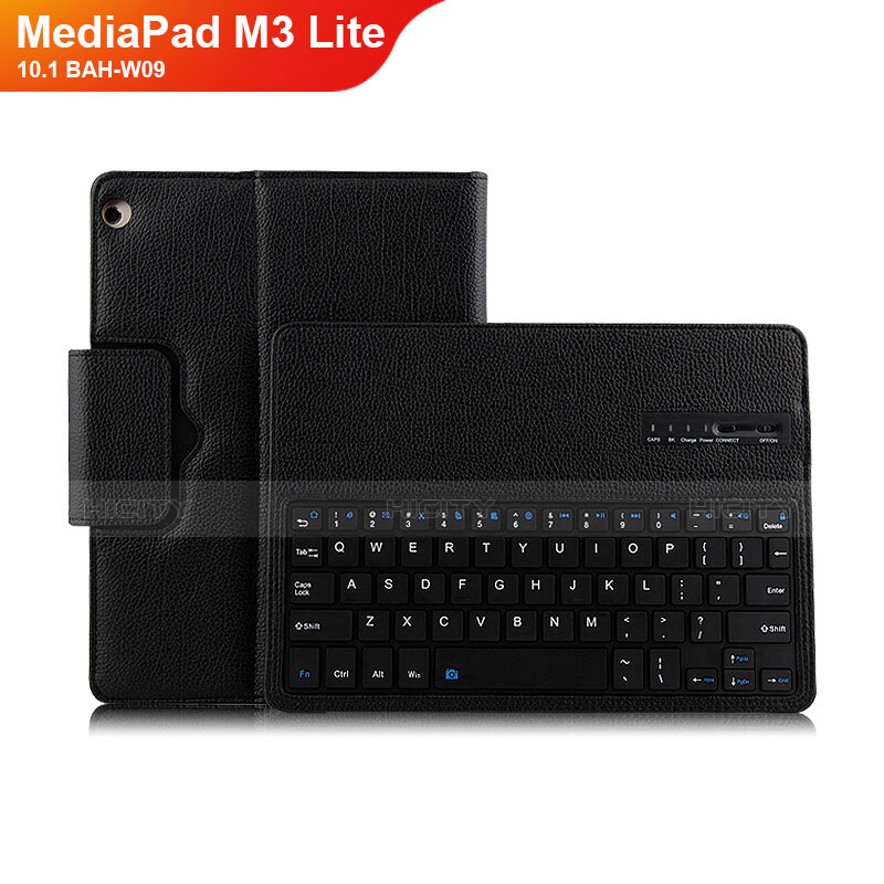 Coque Clapet Portefeuille Livre Cuir avec Clavier L01 pour Huawei MediaPad M3 Lite 10.1 BAH-W09 Noir Plus