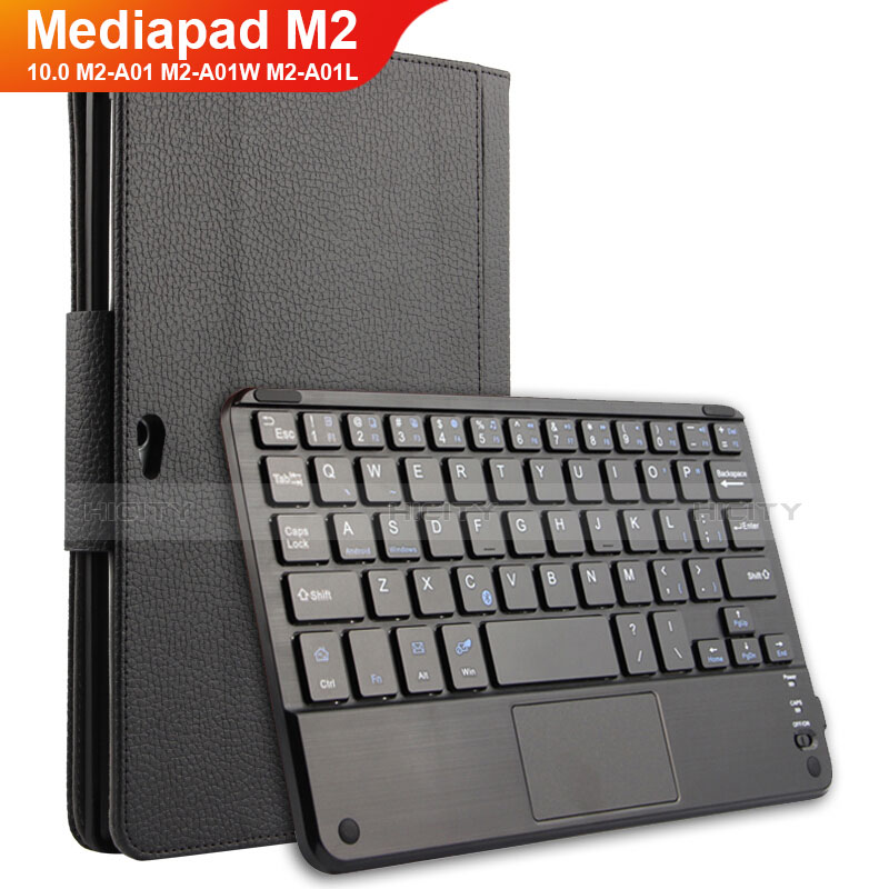 Coque Clapet Portefeuille Livre Cuir avec Clavier pour Huawei MediaPad M2 10.0 M2-A01 M2-A01W M2-A01L Noir Plus