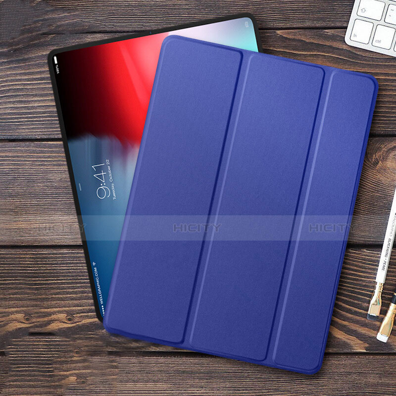 Coque Clapet Portefeuille Livre Cuir L01 pour Apple iPad Pro 12.9 (2018) Bleu Plus