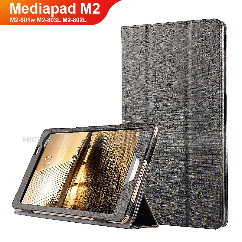 Coque Clapet Portefeuille Livre Cuir L01 pour Huawei Mediapad M2 8 M2-801w M2-803L M2-802L Noir Plus