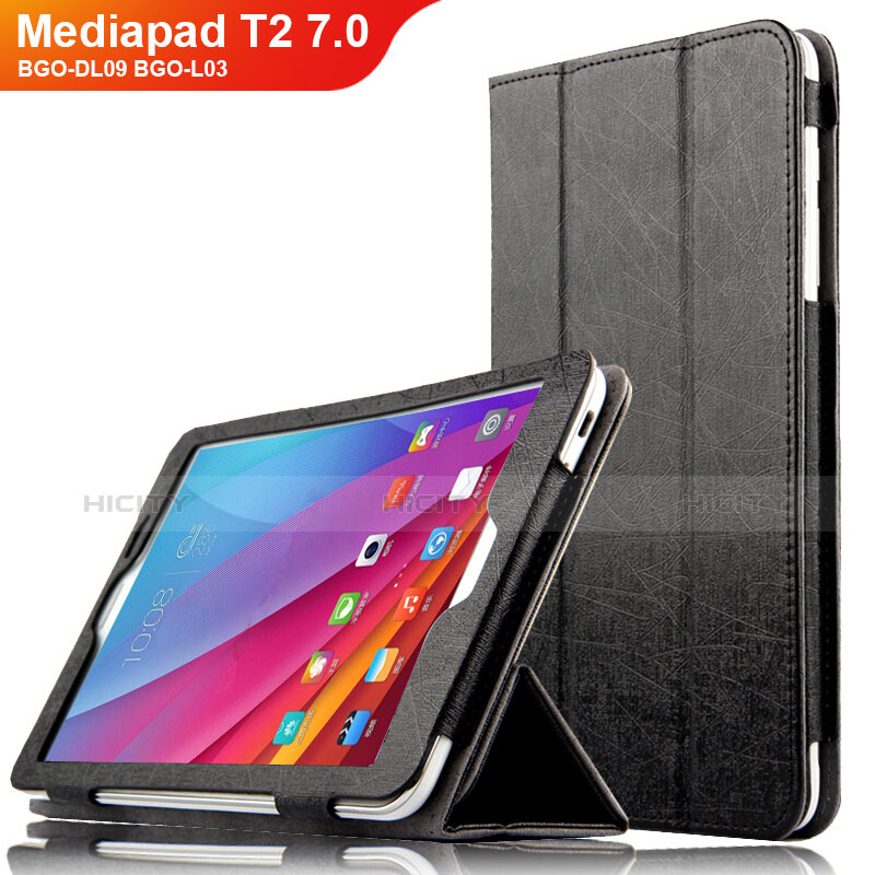 Coque Clapet Portefeuille Livre Cuir L01 pour Huawei Mediapad T1 7.0 T1-701 T1-701U Noir Plus