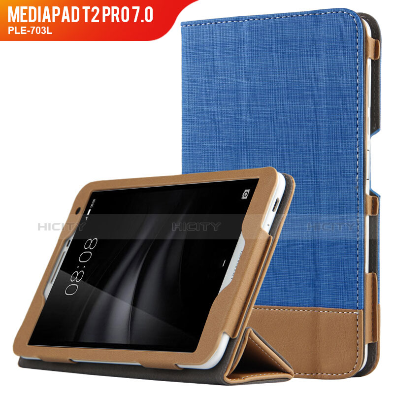 Coque Clapet Portefeuille Livre Cuir L01 pour Huawei MediaPad T2 Pro 7.0 PLE-703L Bleu Plus