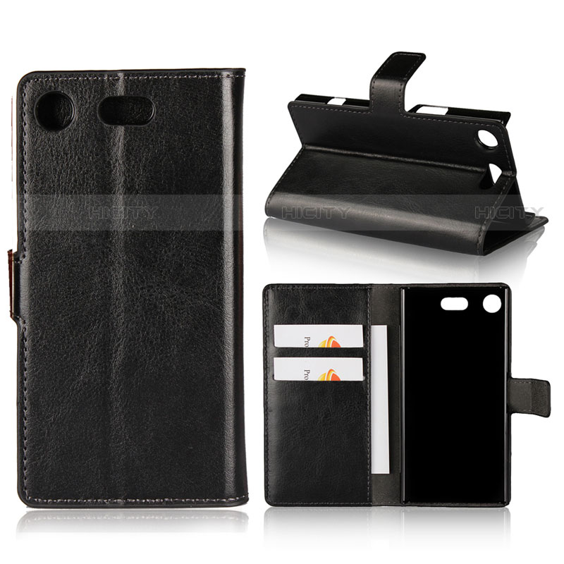 Coque Clapet Portefeuille Livre Cuir L01 pour Sony Xperia XZ1 Compact Noir Plus