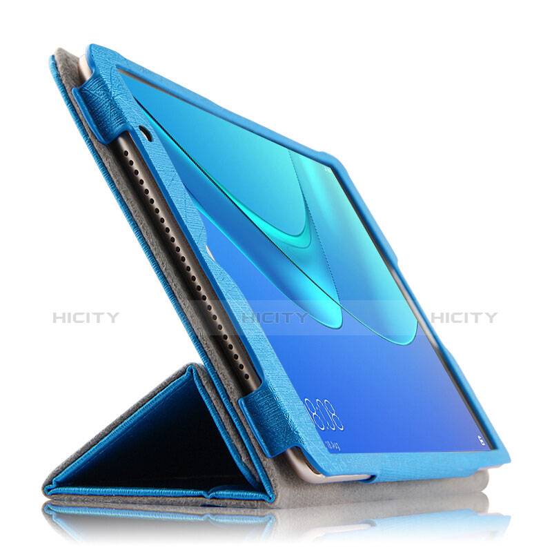 Coque Clapet Portefeuille Livre Cuir L02 pour Huawei MediaPad M5 8.4 SHT-AL09 SHT-W09 Bleu Plus