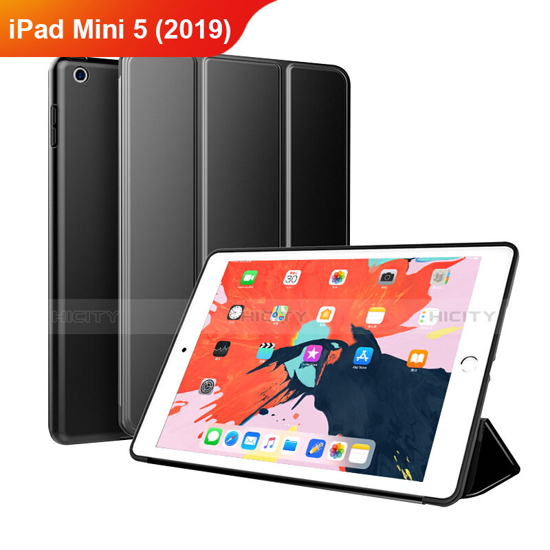 Coque Clapet Portefeuille Livre Cuir L03 pour Apple iPad Mini 5 (2019) Noir Plus