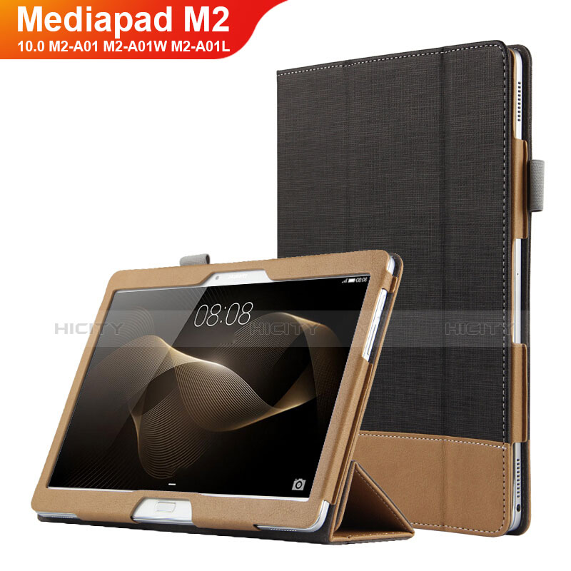 Coque Clapet Portefeuille Livre Cuir L03 pour Huawei MediaPad M2 10.0 M2-A01 M2-A01W M2-A01L Noir Plus