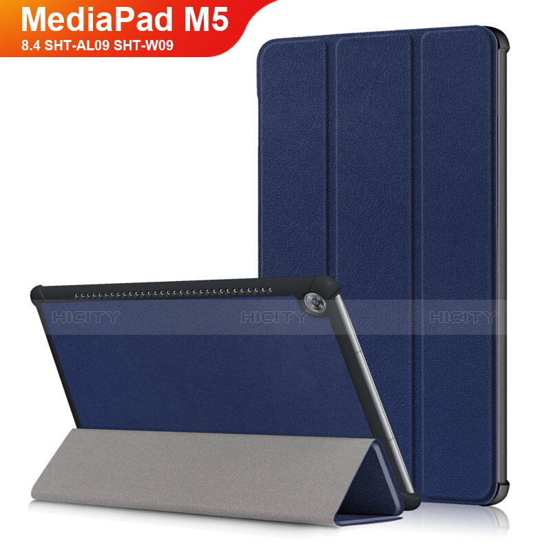 Coque Clapet Portefeuille Livre Cuir L03 pour Huawei MediaPad M5 8.4 SHT-AL09 SHT-W09 Bleu Plus