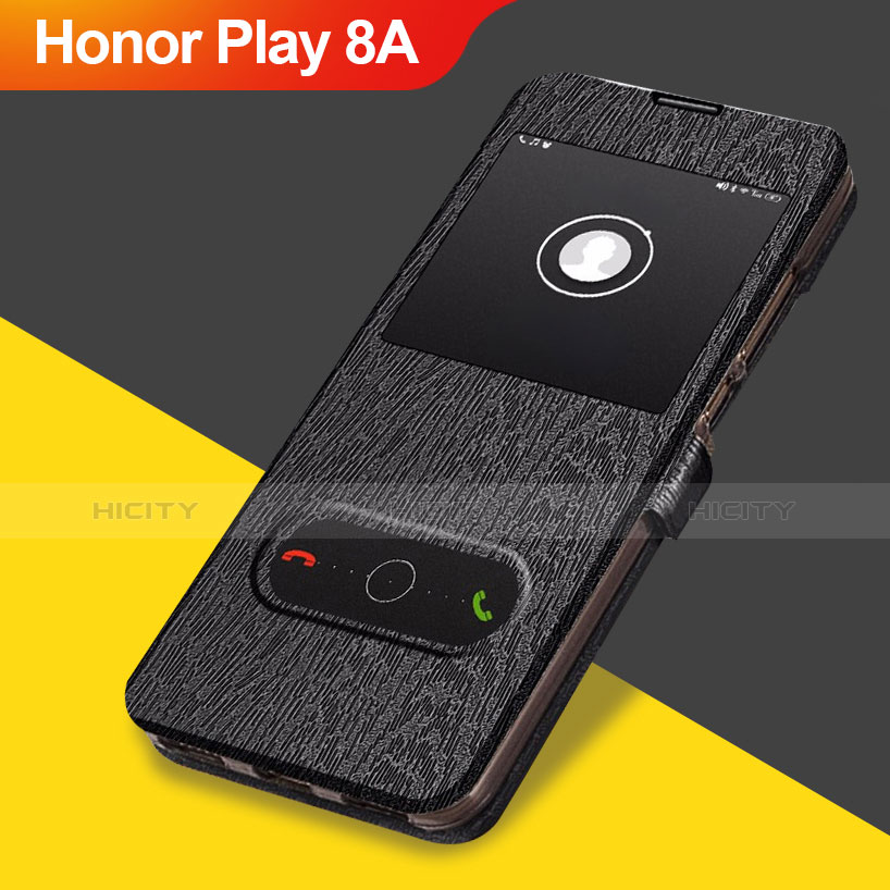 Coque Clapet Portefeuille Livre Cuir pour Huawei Honor Play 8A Noir Plus