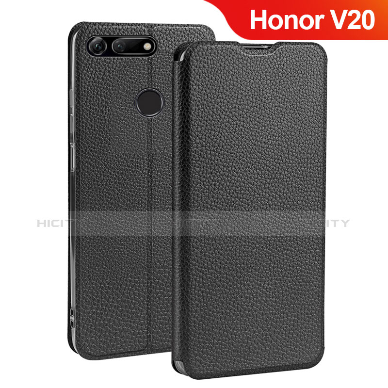 Coque Clapet Portefeuille Livre Cuir pour Huawei Honor V20 Noir Plus