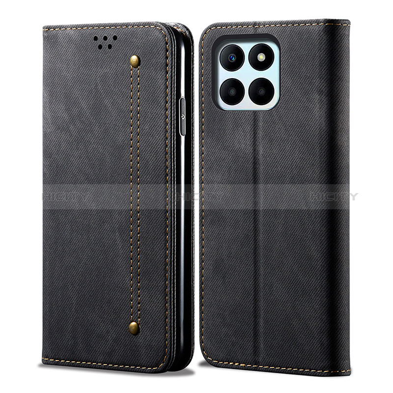 Coque Clapet Portefeuille Livre Tissu B01S pour Huawei Honor X8b Noir Plus