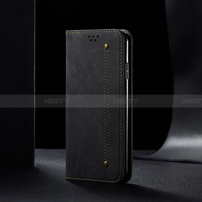 Coque Clapet Portefeuille Livre Tissu B01S pour Samsung Galaxy A13 5G Noir Plus