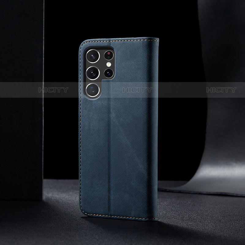 Coque Clapet Portefeuille Livre Tissu B02S pour Samsung Galaxy S21 Ultra 5G Plus