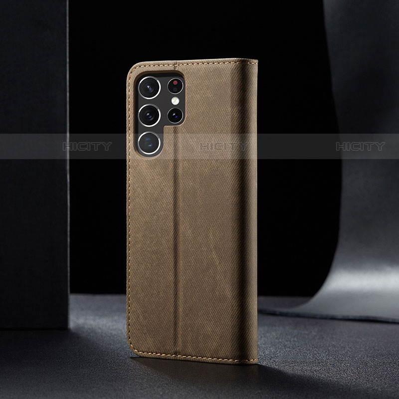 Coque Clapet Portefeuille Livre Tissu B02S pour Samsung Galaxy S21 Ultra 5G Plus
