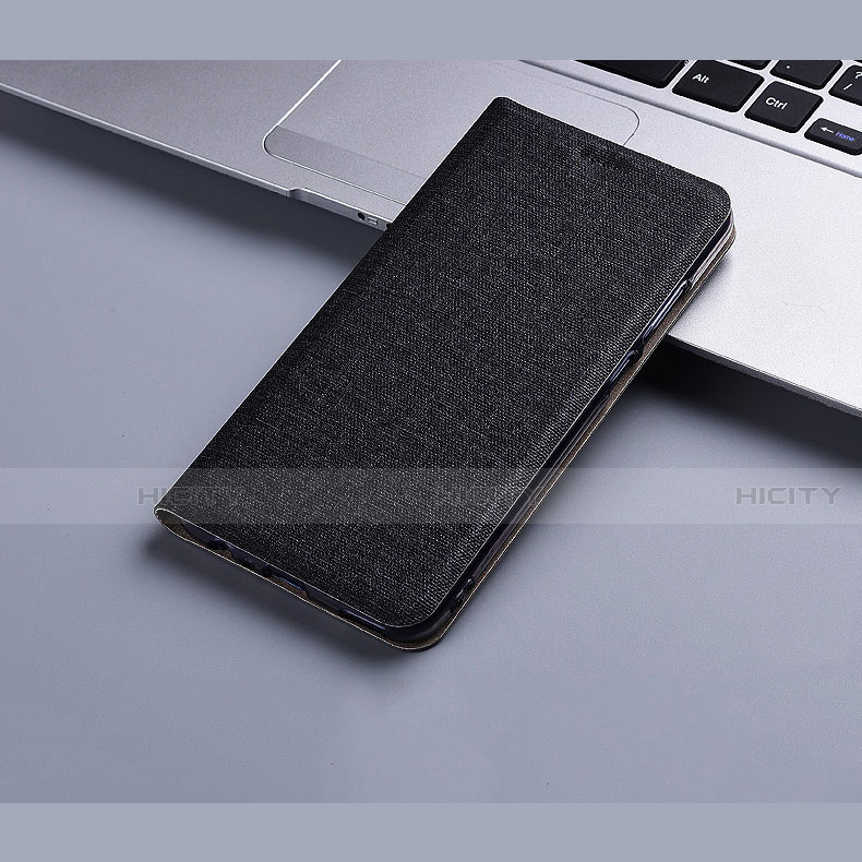 Coque Clapet Portefeuille Livre Tissu H01 pour Apple iPhone 13 Mini Noir Plus