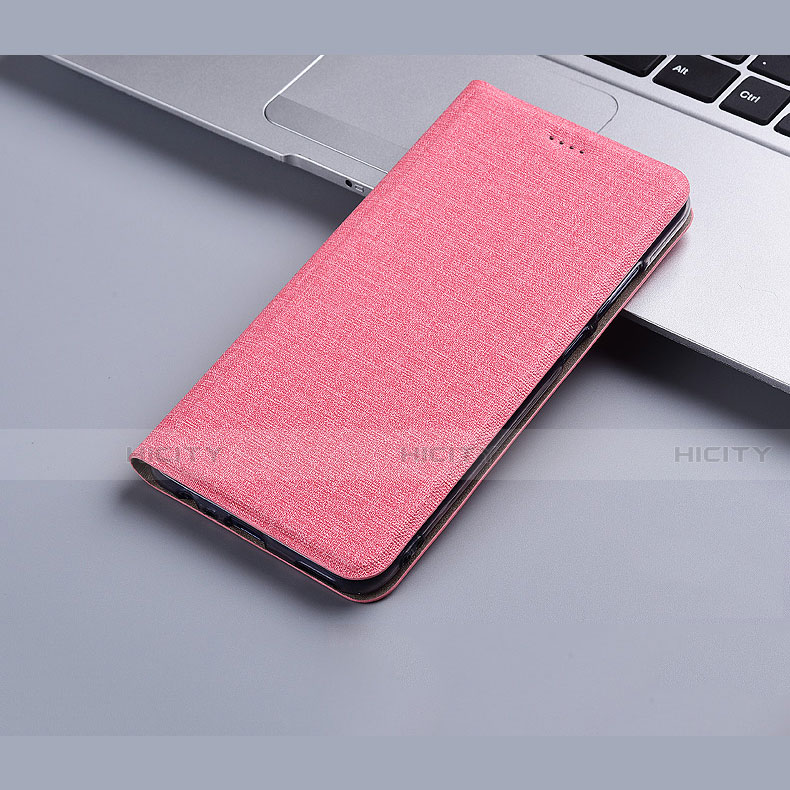 Coque Clapet Portefeuille Livre Tissu H01 pour Apple iPhone 13 Mini Rose Plus